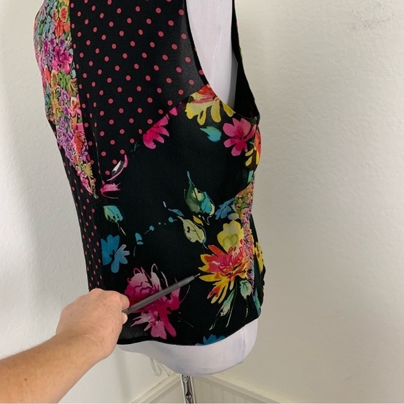 Spenser Jeremy Multicolor 100% Silk Top Women’s L Patchwork Funky Colorful Art - Picture 7 of 15